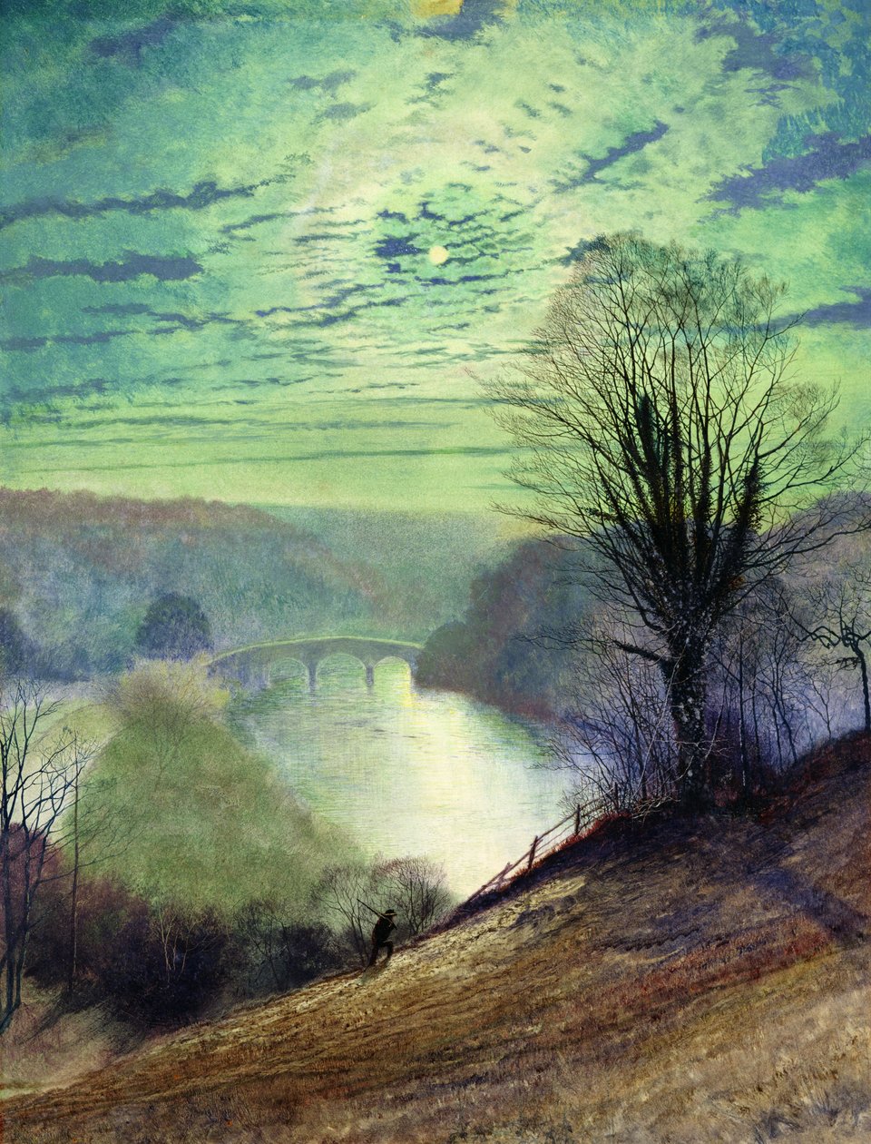 Tees'de, Barnard Kalesi yakınında, 1868 dolayları (kağıt üzerine suluboya ve guaj boya) by John Atkinson Grimshaw
