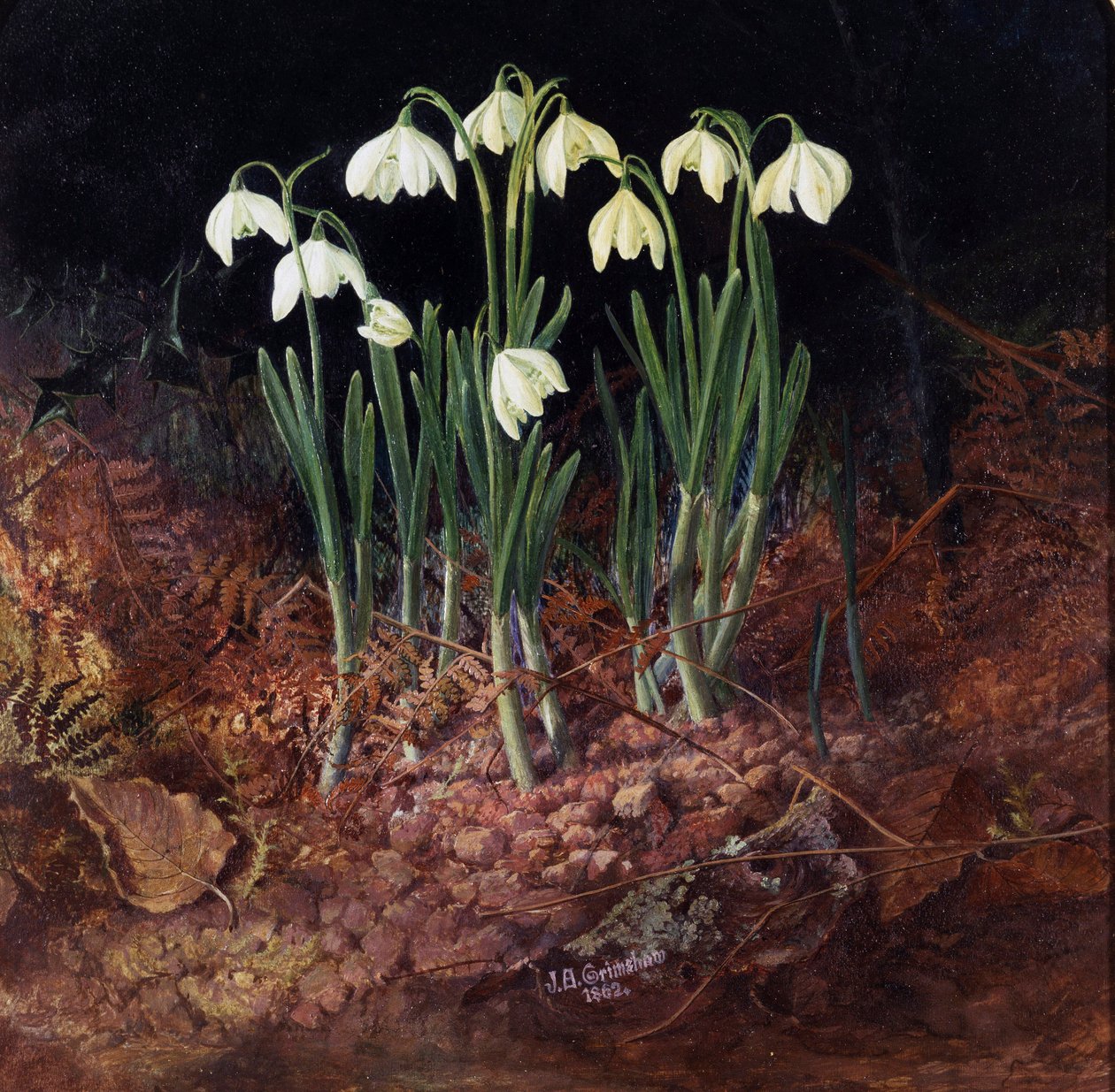Perce neige (perce-neige). Peinture de John Atkinson Grimshaw (1836-1893) by John Atkinson Grimshaw
