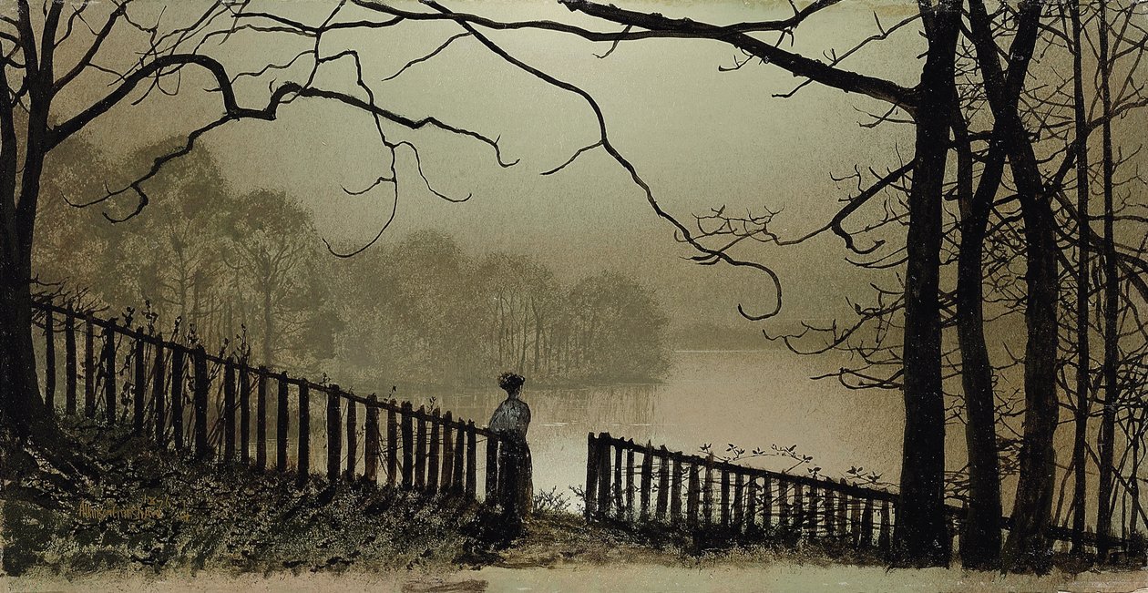 Waterloo Gölü, Roundhay Parkı, Leeds, 1876-7 by John Atkinson Grimshaw