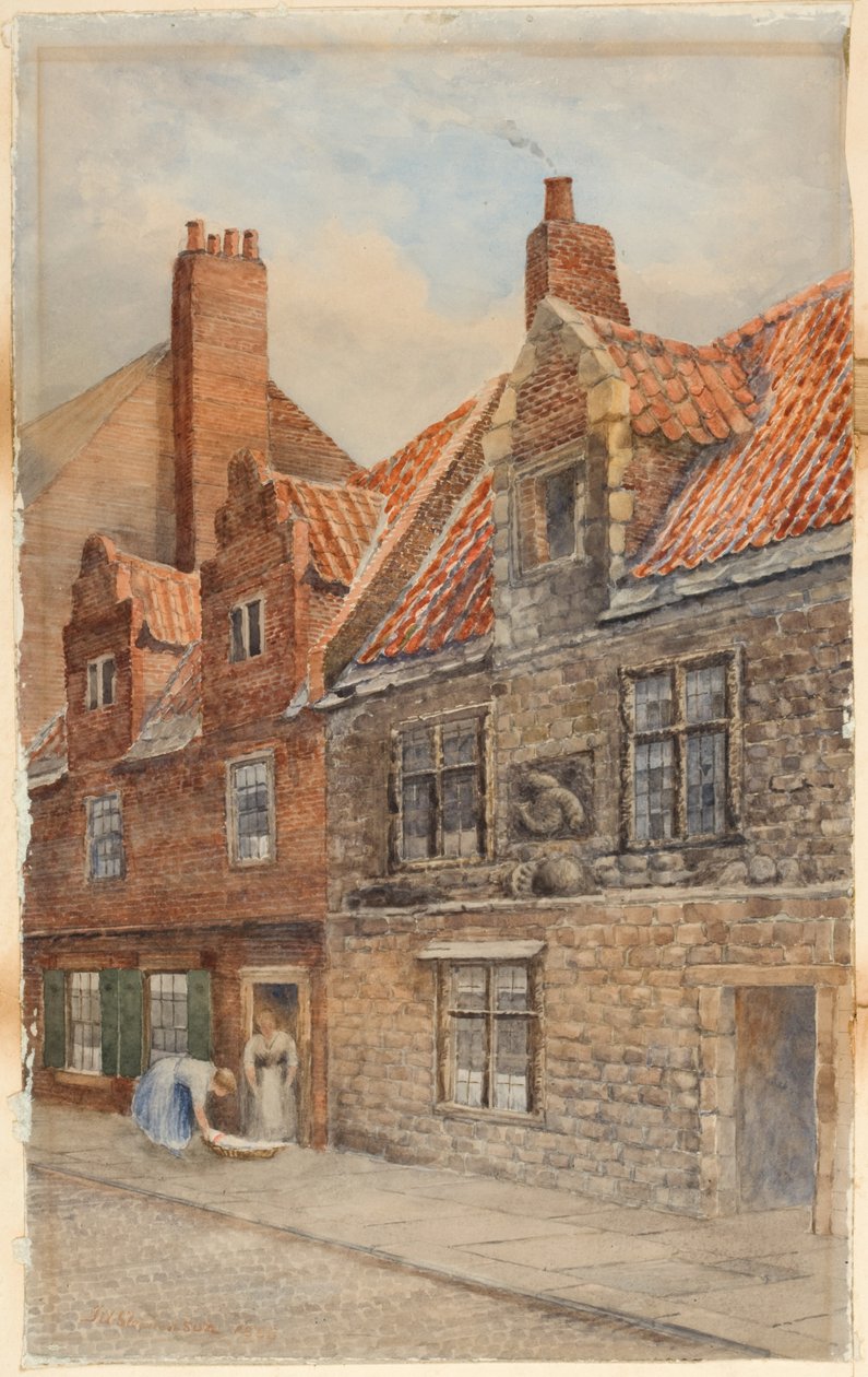 The Dolphin House, Low Friar Street, Newcastle upon Tyne (gövde rengi, kalem ve kağıt üzerinde tuvalet) by John Atlantic Stephenson