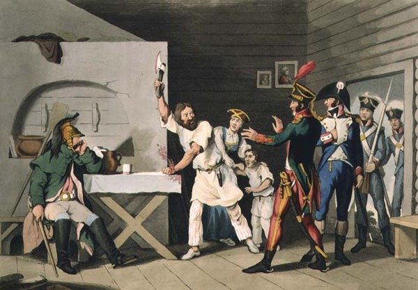 Rus Sadakat ve Kahramanlığı: Smolensk Köylü, John Heaviside Clark (c.1771-1863) ve Matthew Dubourg (fl.1813-20) tarafından 