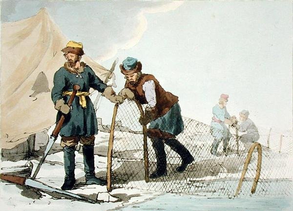 Sanatçı tarafından kazınmış Winter Fishing, 1804