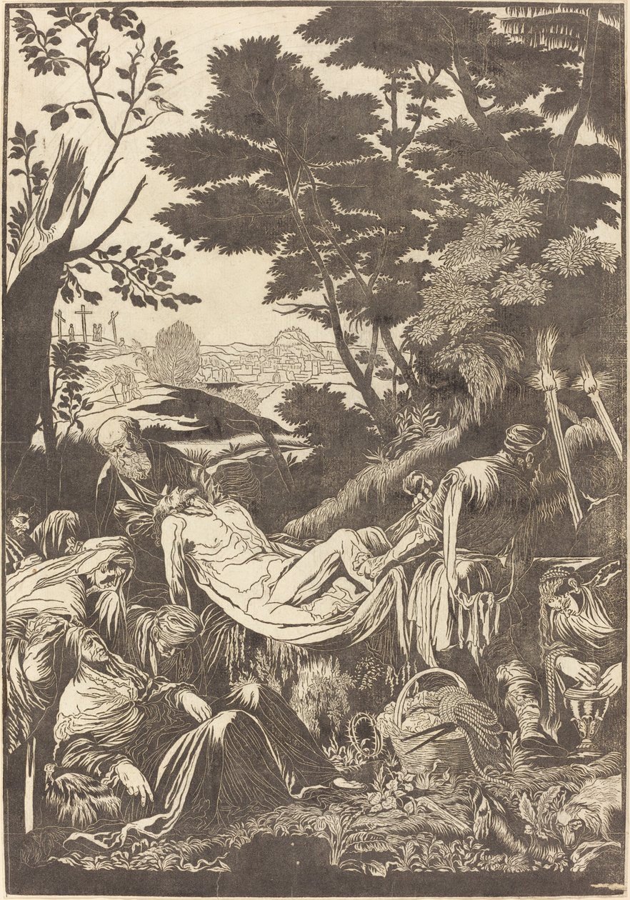 Entombment [rekto] by John Baptist Jackson after Jacopo Bassano