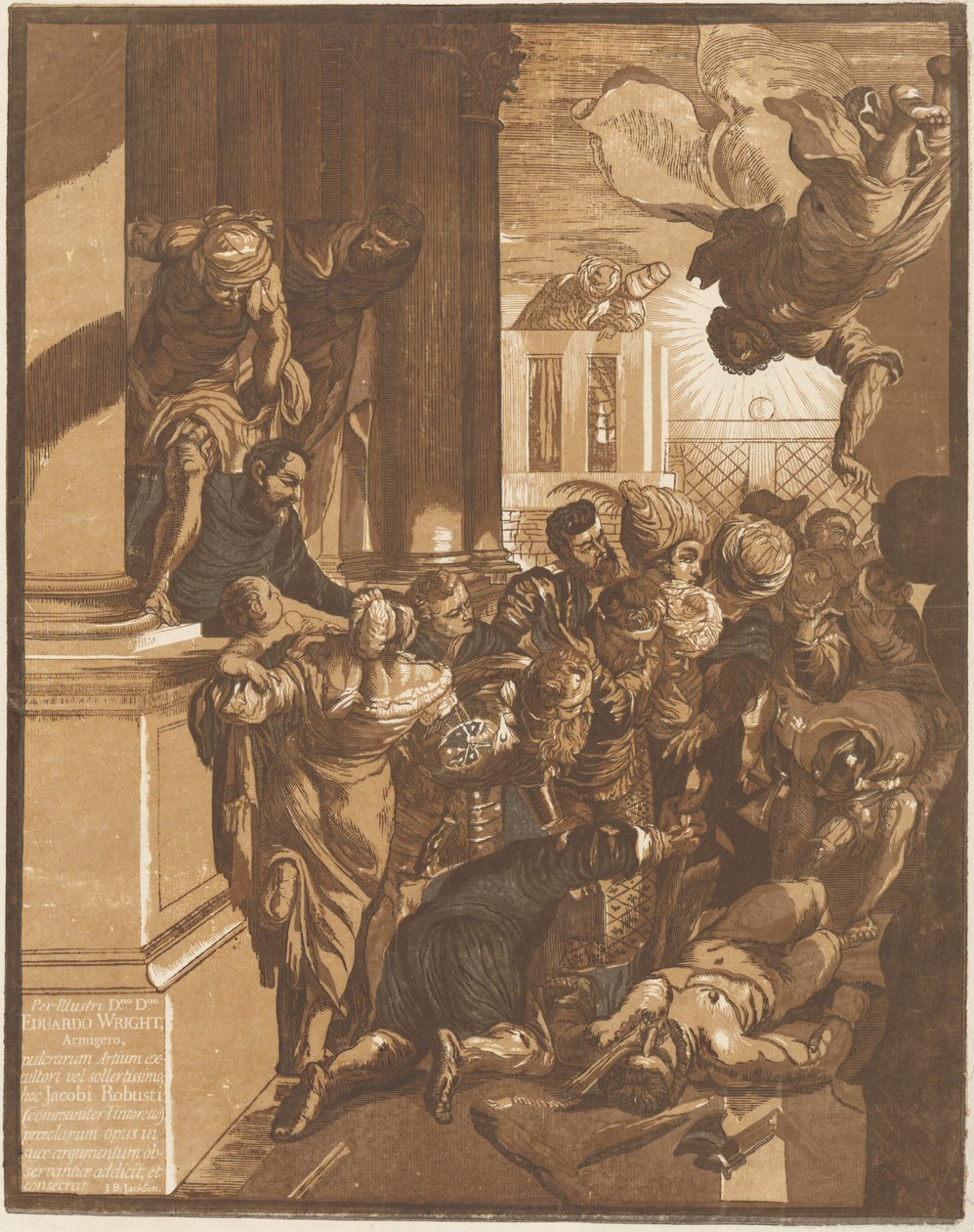 Aziz Mark Mucizesi (sol taraf) by John Baptist Jackson after Jacopo Tintoretto