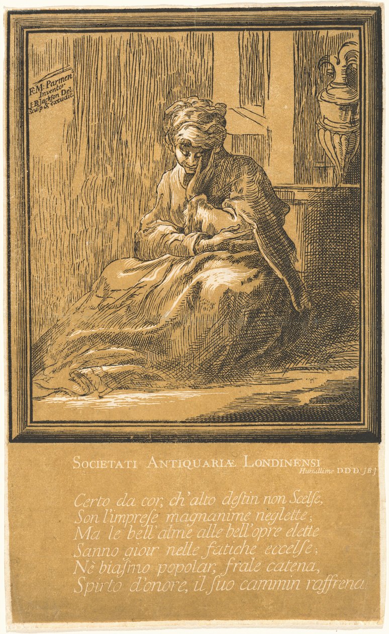 meditasyon yapan kadın by John Baptist Jackson, after Parmigianino
