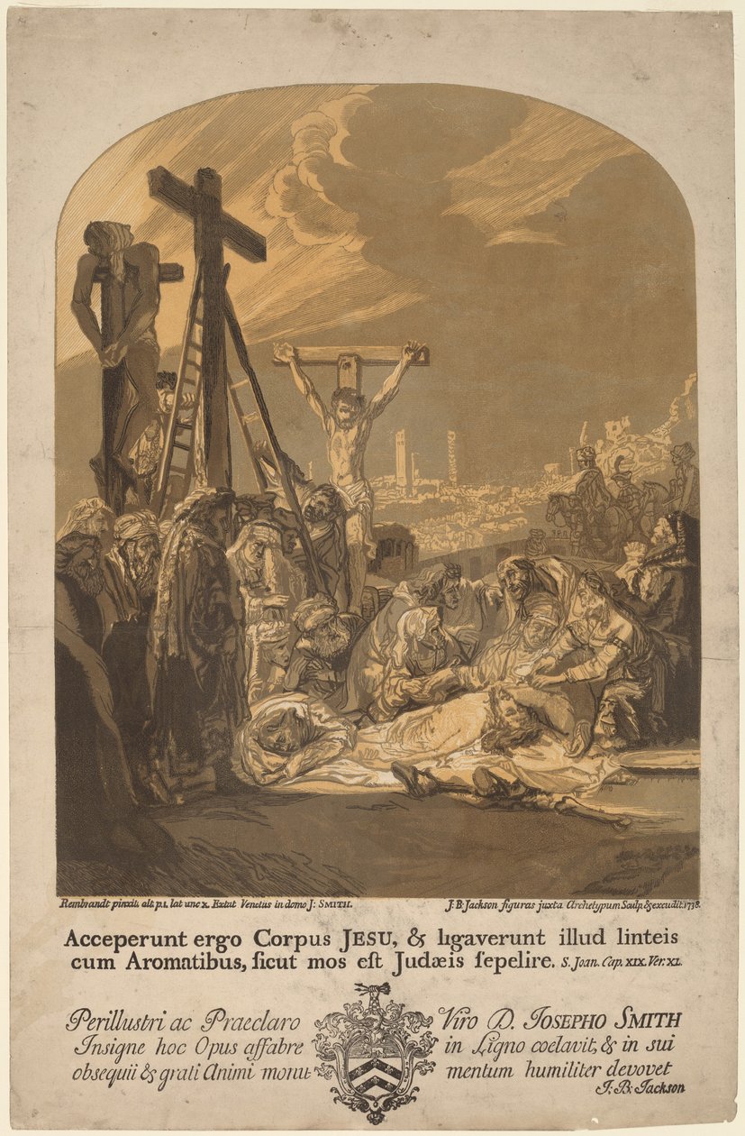 Haçtan İniş by John Baptist Jackson, after Rembrandt van Rijn
