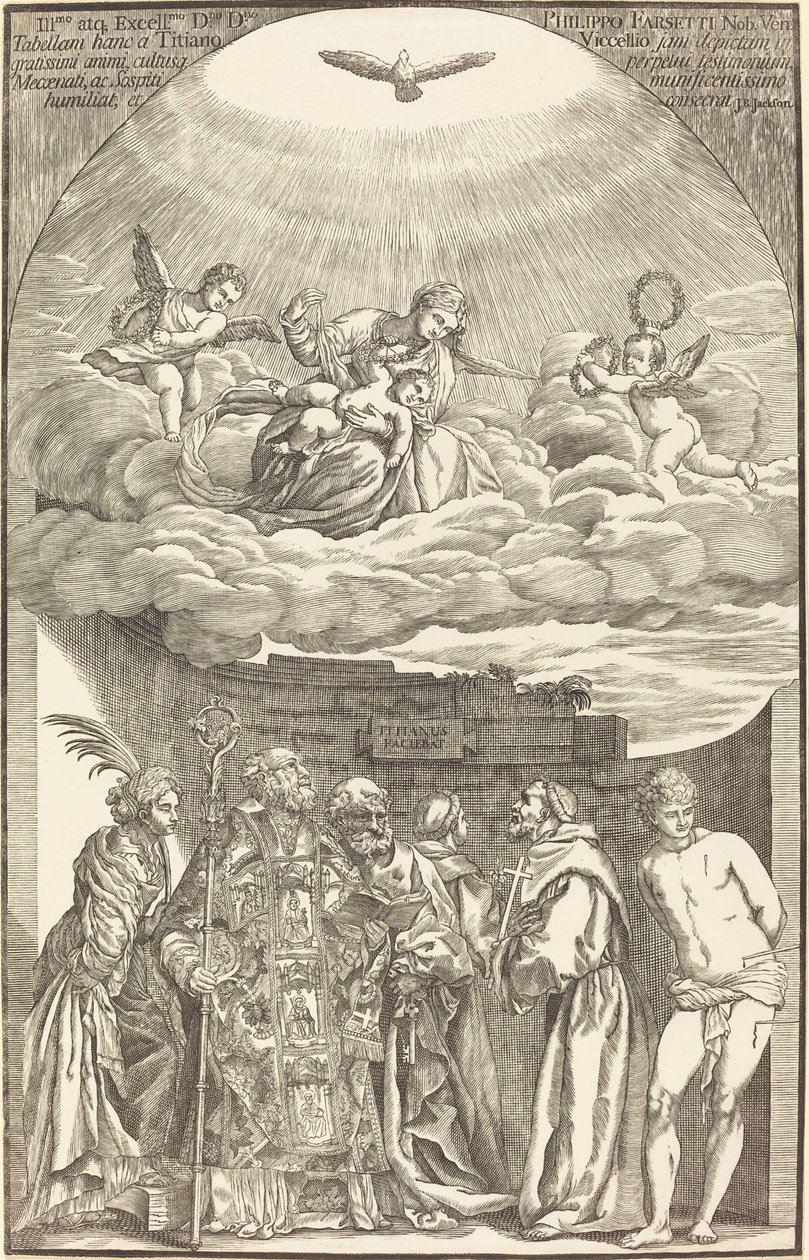 Bulutlardaki Bakire ve Altı Aziz by John Baptist Jackson after Titian