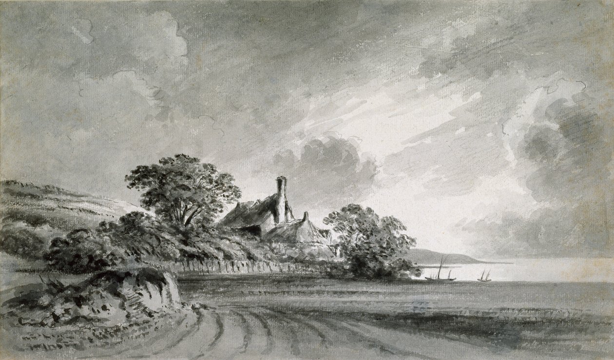 Bir Gölün Kıyısında Bir Kulübe, 18. yüzyıl by John Baptist Malchair