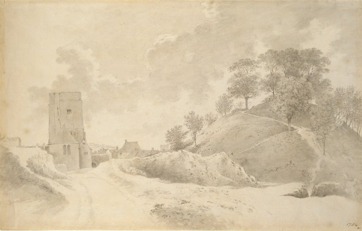 Oxford Kalesi ve Kale Höyüğü, 27 Mayıs 1784 by John Baptist Malchair