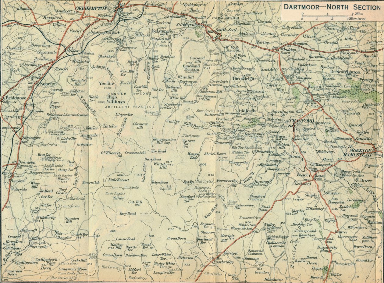 Dartmoor - Kuzey Bölümü, c20th Century by John Bartholomew