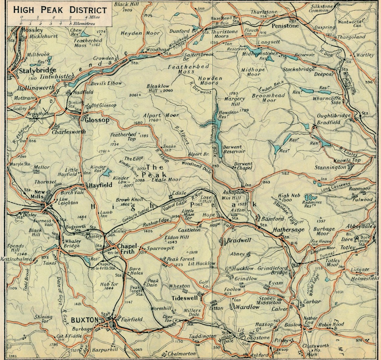 High Peak Bölgesi, c20th Century by John Bartholomew