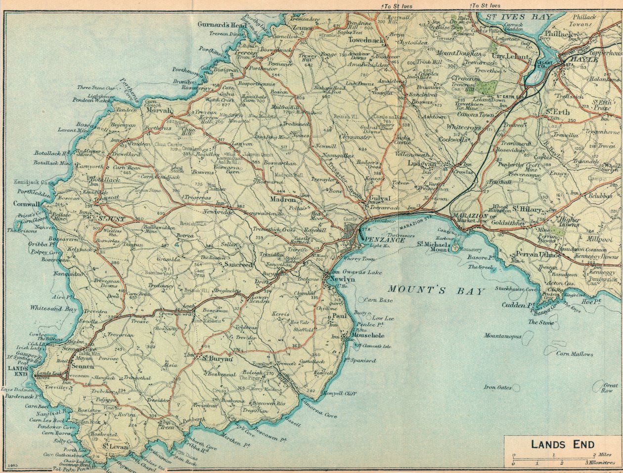 Lands End, c20th Century by John Bartholomew