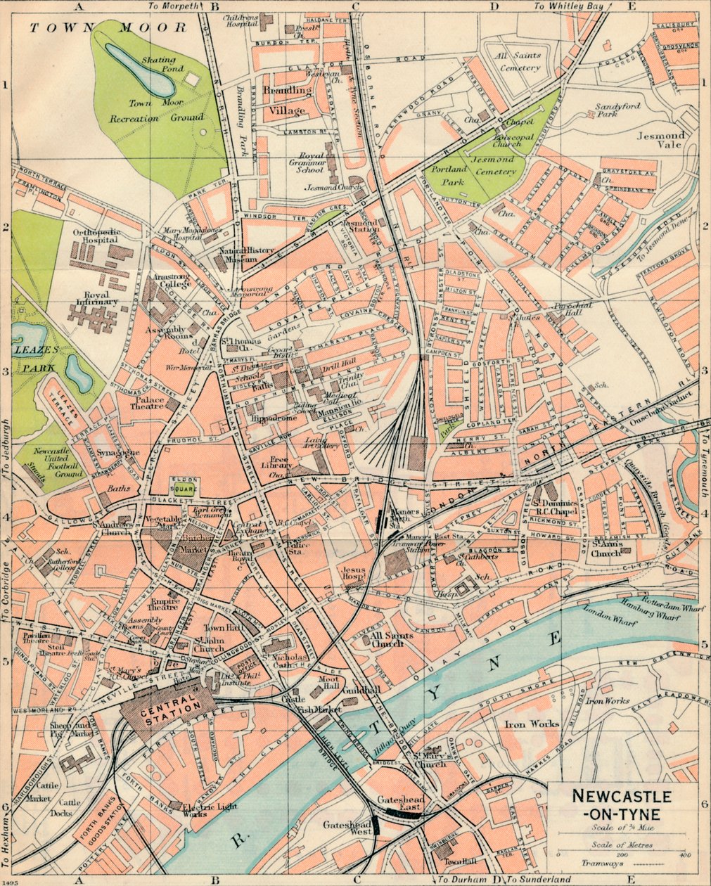 Newcastle-on-Tyne, c20th Century by John Bartholomew