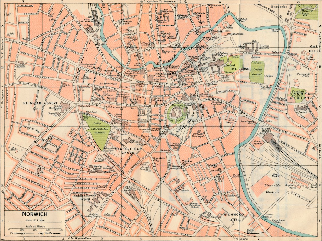 Norwich, c20th Century by John Bartholomew