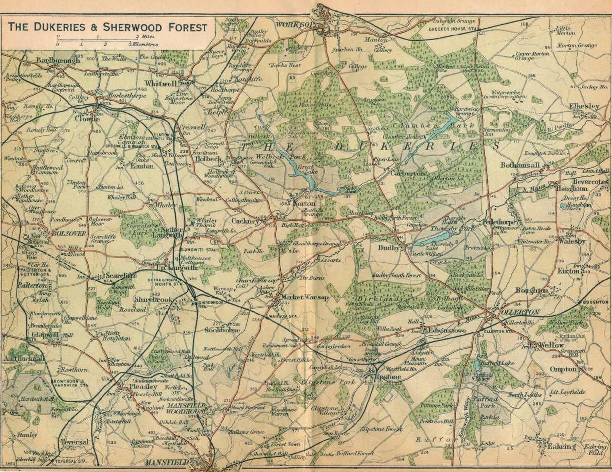 Dukeries & Sherwood Ormanı, c20th Century by John Bartholomew