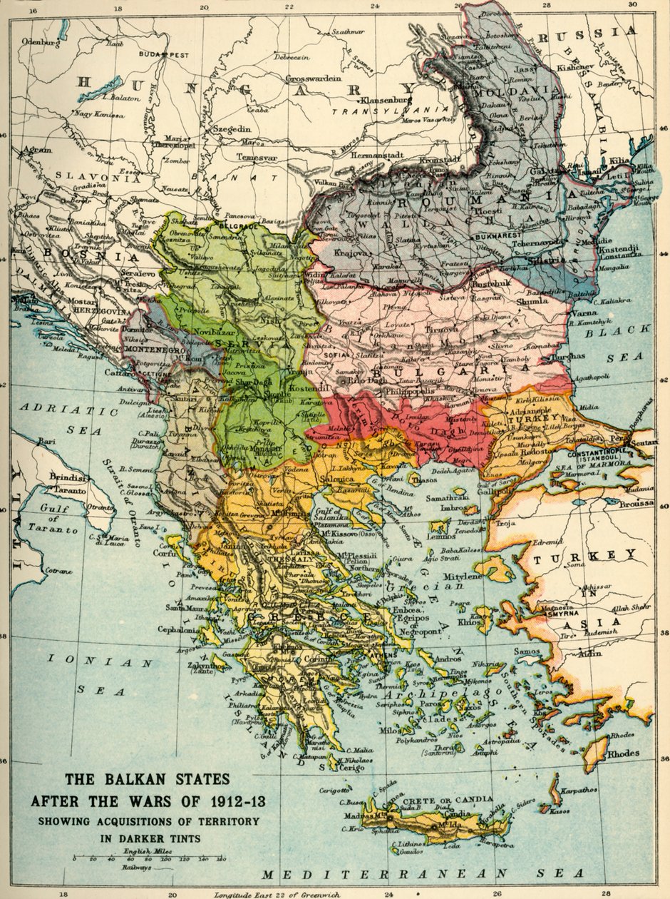 1912-13 Savaşlarından Sonra Balkan Devletleri, c1920. by John Bartholomew and Son