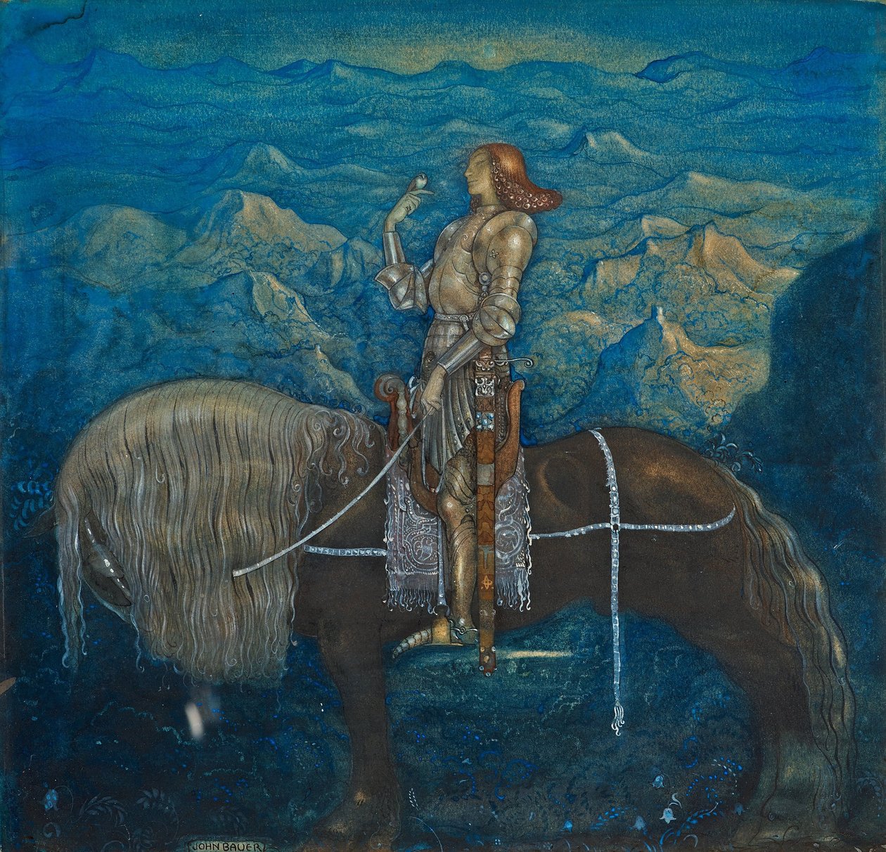 "Cüceler ve Troller Arasında" filminden bir şövalye, 1915 by John Bauer