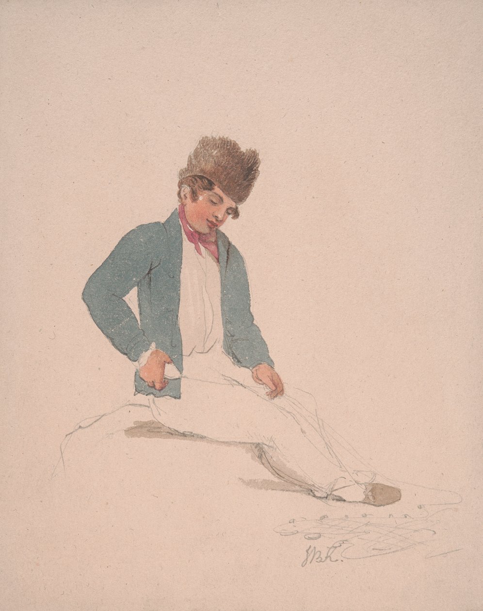 Kürk Şapkalı Bir Genç Portresi by John Baverstock Knight