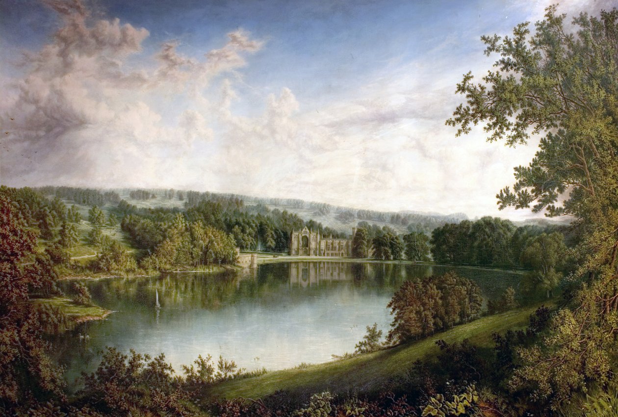 Newstead Manastırı, Nottinghamshire, Upper Lake, 1866 by John Bell