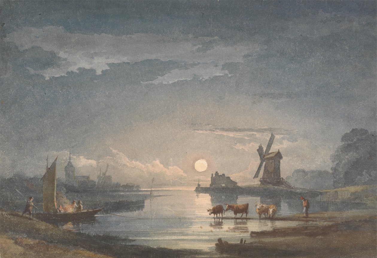 Bruges yakınlarındaki Nehirde Ay Işığı by John Berney Crome