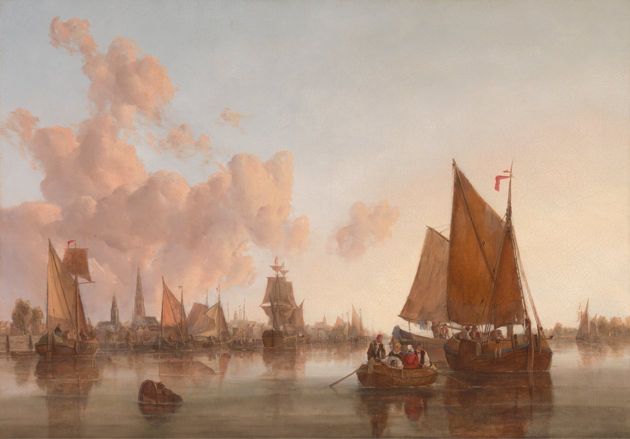 Hollandalı(?) Haliçte Yelkenli Tekneler ve Mavnalar by John Berney Crome