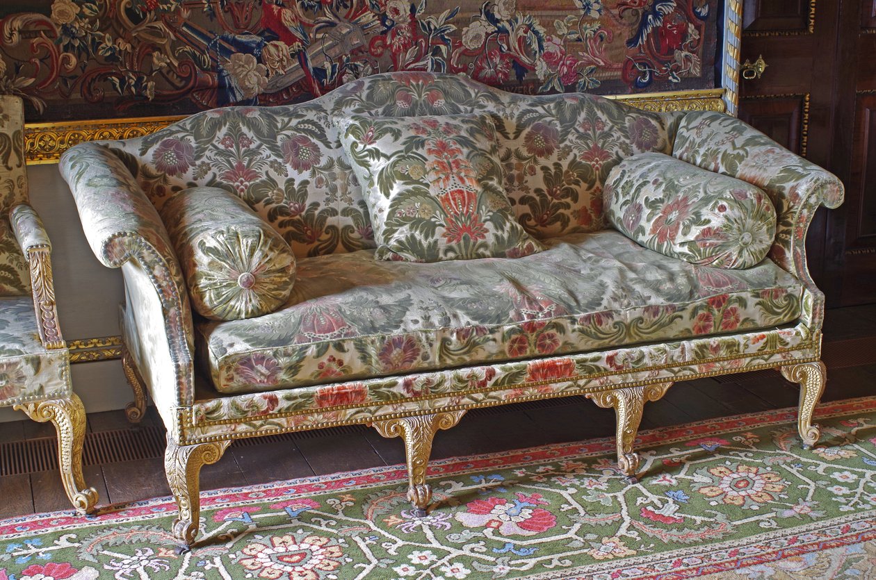 George III Giltwood Kambur sodalı karyola by John Bladwell