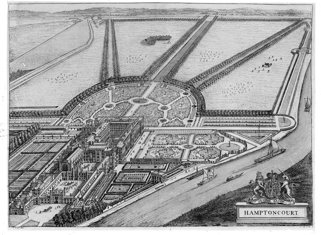 Hampton Court Sarayı, c.1714-16 by John Bowles