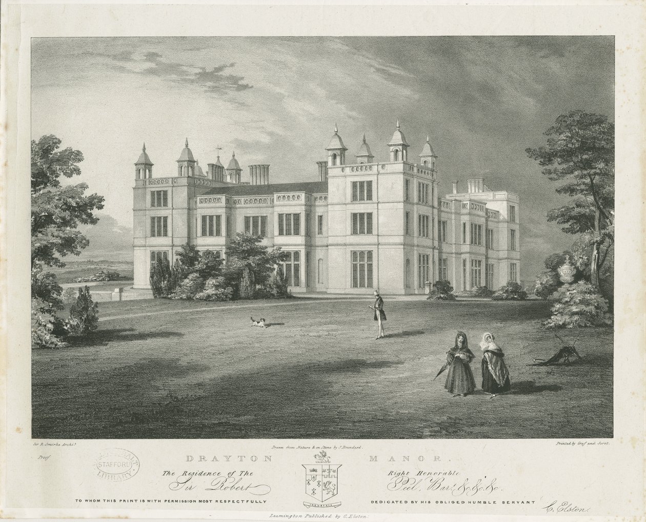 Drayton Bassett - "Drayton Malikanesi": litografi, nd [1812-1863] by John Brandard