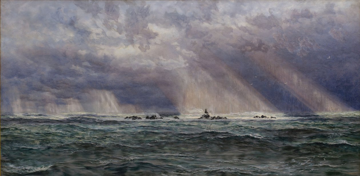 Longships Deniz Feneri'nde Kuzey Batı Fırtınası, 1873. by John Brett