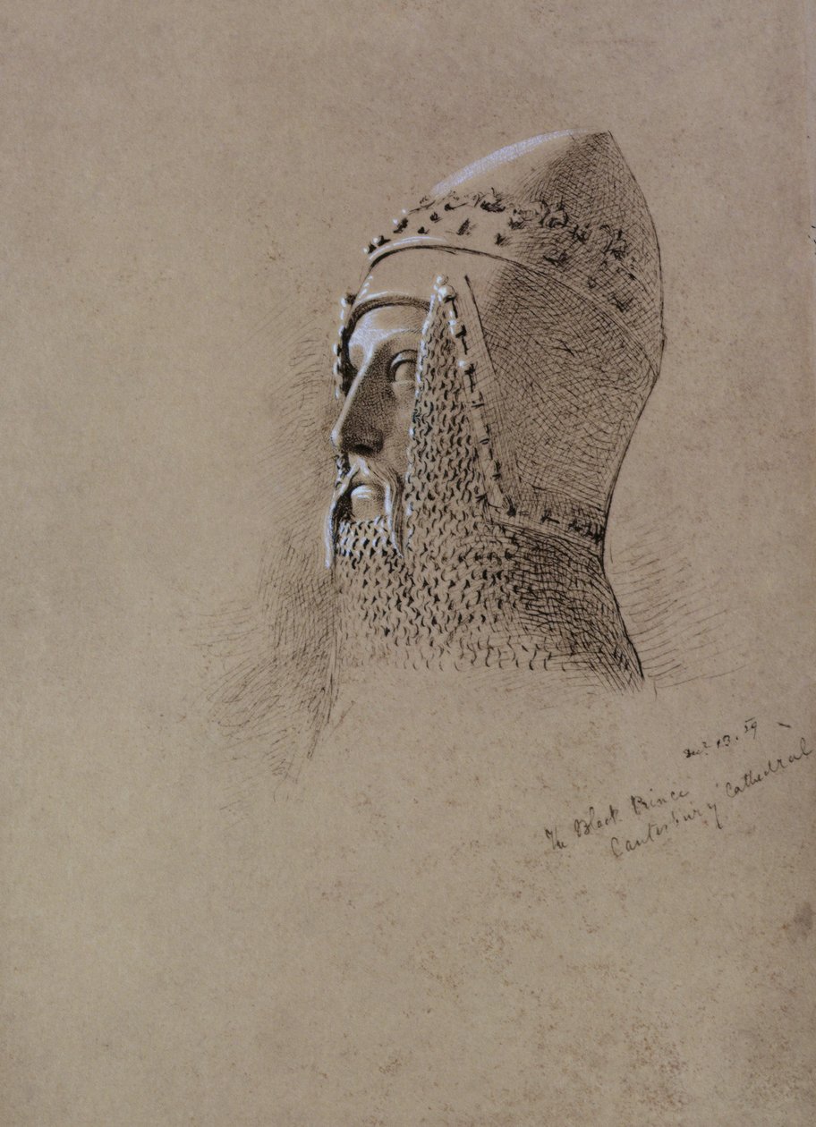 Kara Prens (1330-76), 13 Aralık 1859 (kağıt üzerinde kalem ve mürekkep) by John Brett