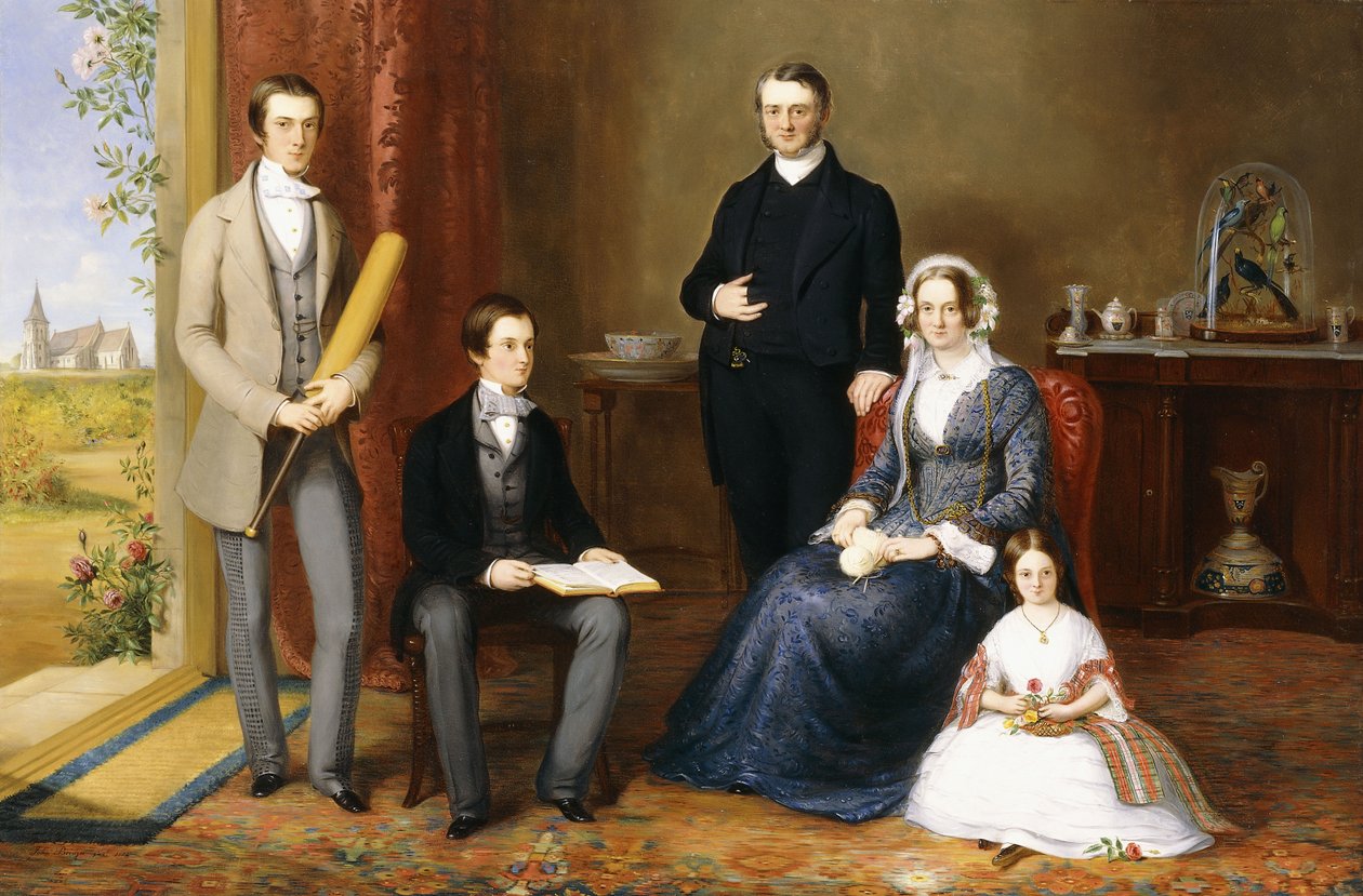 Muhterem John Witherington, Tetsworth, Oxon Papazı, Ailesi ile, 1854 by John Bridges