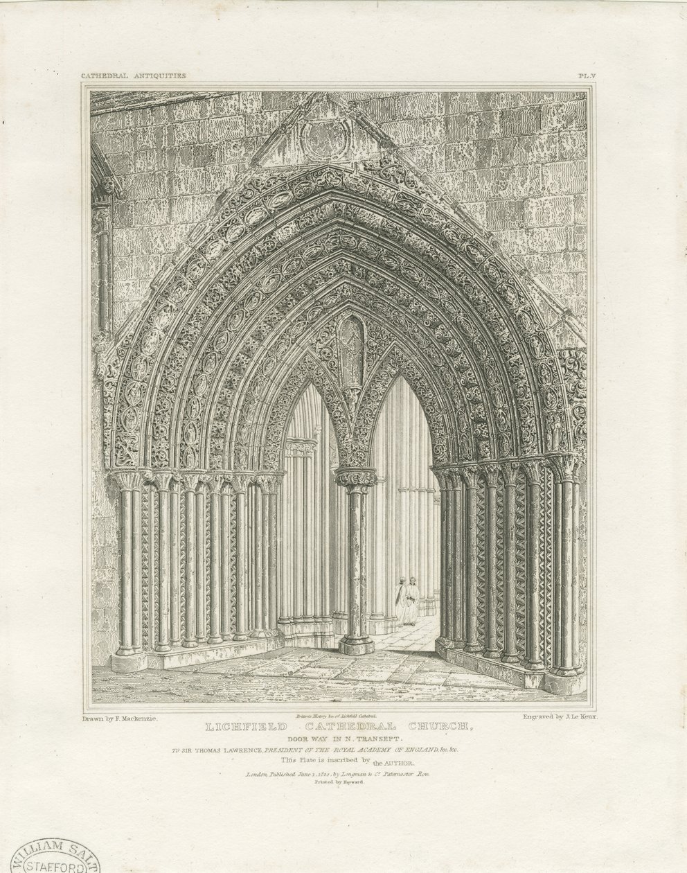 Lichfield Katedrali - Kuzey Transept Kapısı: gravür, nd [c 1820] (baskı) by John Britton