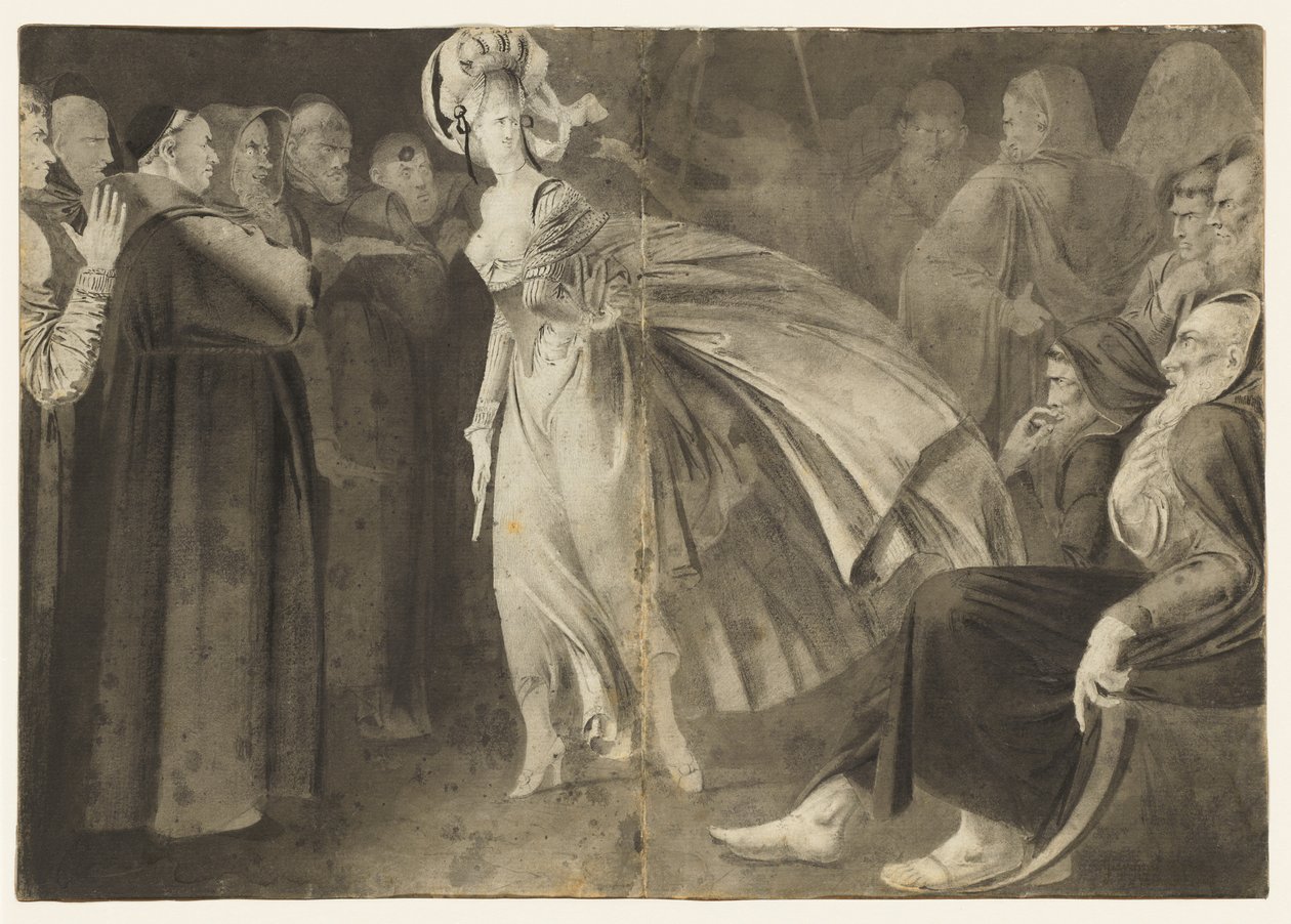 Friars recto arasında duran kadın, c. 1770-1775. by John Brown