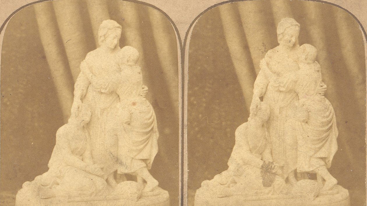 İngiliz Heykellerinin Erken Stereograf Görünümleri Çifti, 1850