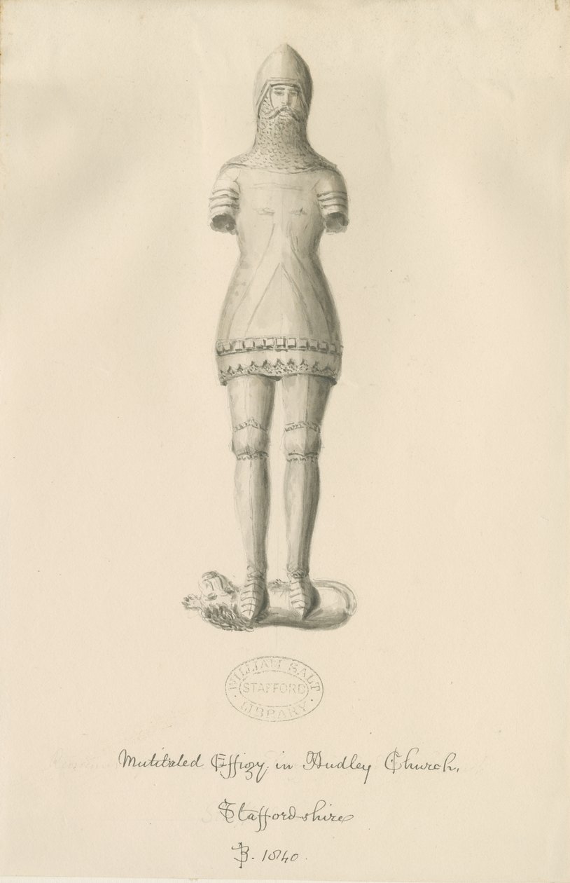 Audley Anıtları - "Audley Knight": sepya çizimi, 1840 by John Buckler