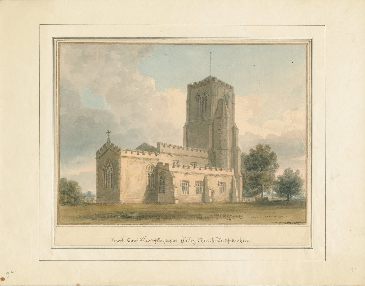 Bedfordshire - Cockayne Hatley Kilisesi, 1817 by John Buckler