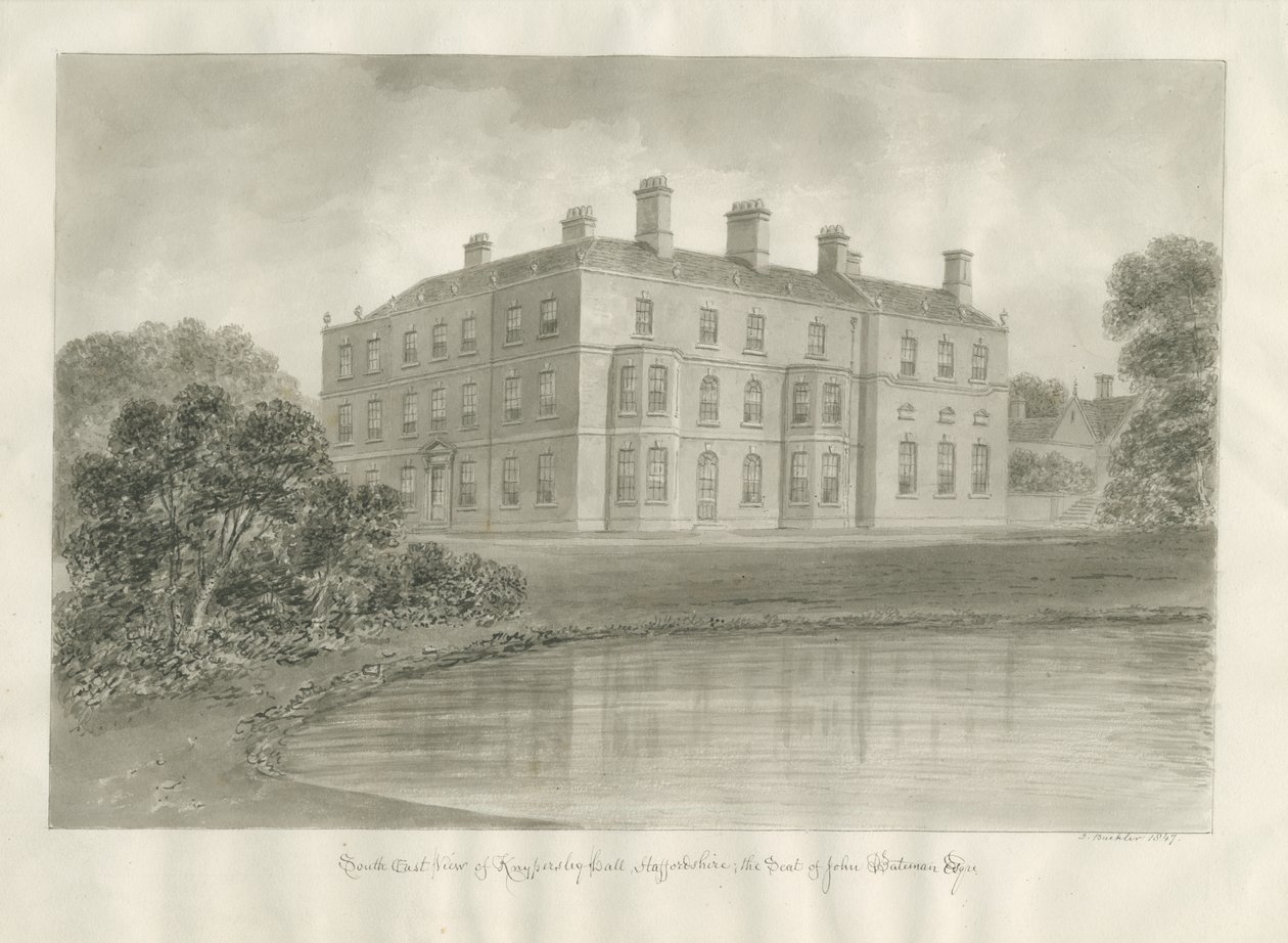 Biddulph - Knypersley Hall [yeni] : sepya çizimi by John Buckler
