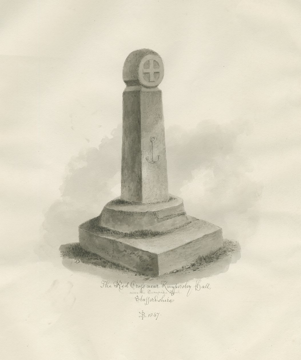 Biddulph - "Kızıl Haç": sepya çizimi, 1847 by John Buckler