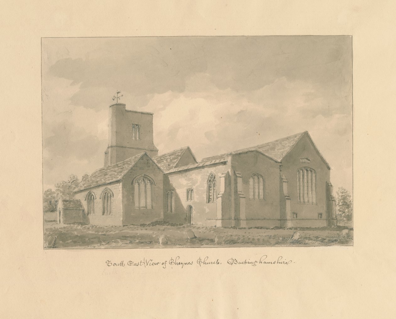 Buckinghamshire - Chenies Kilisesi: sepya çizimi, 1824 by John Buckler