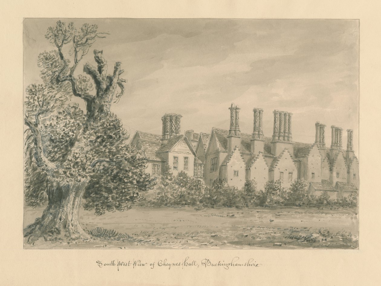 Buckinghamshire - Chenies Salonu: sepya çizimi, 1824 by John Buckler