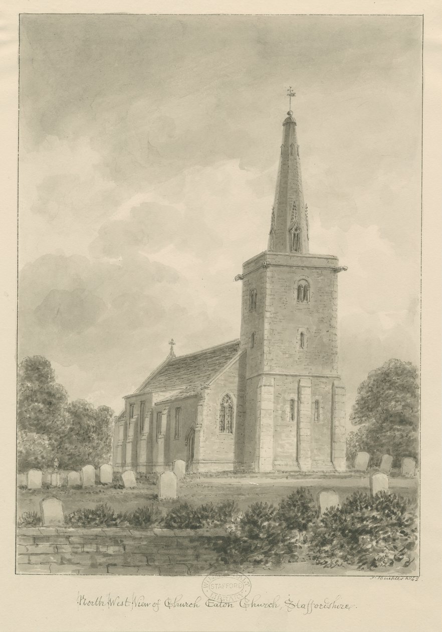 Kilise Eaton Kilisesi: sepya çizimi by John Buckler