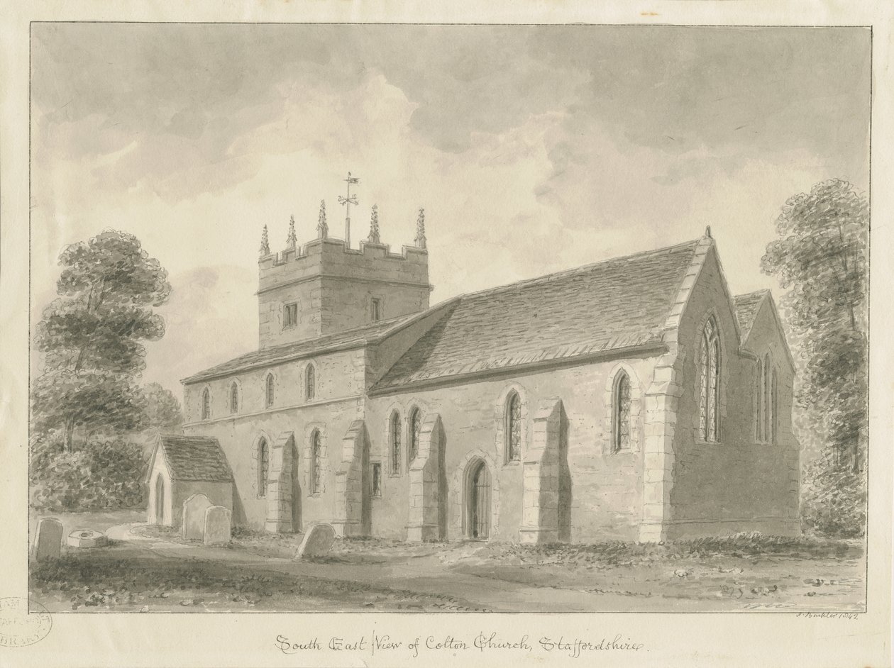 Colton Kilisesi: sepya çizimi, 1842 by John Buckler