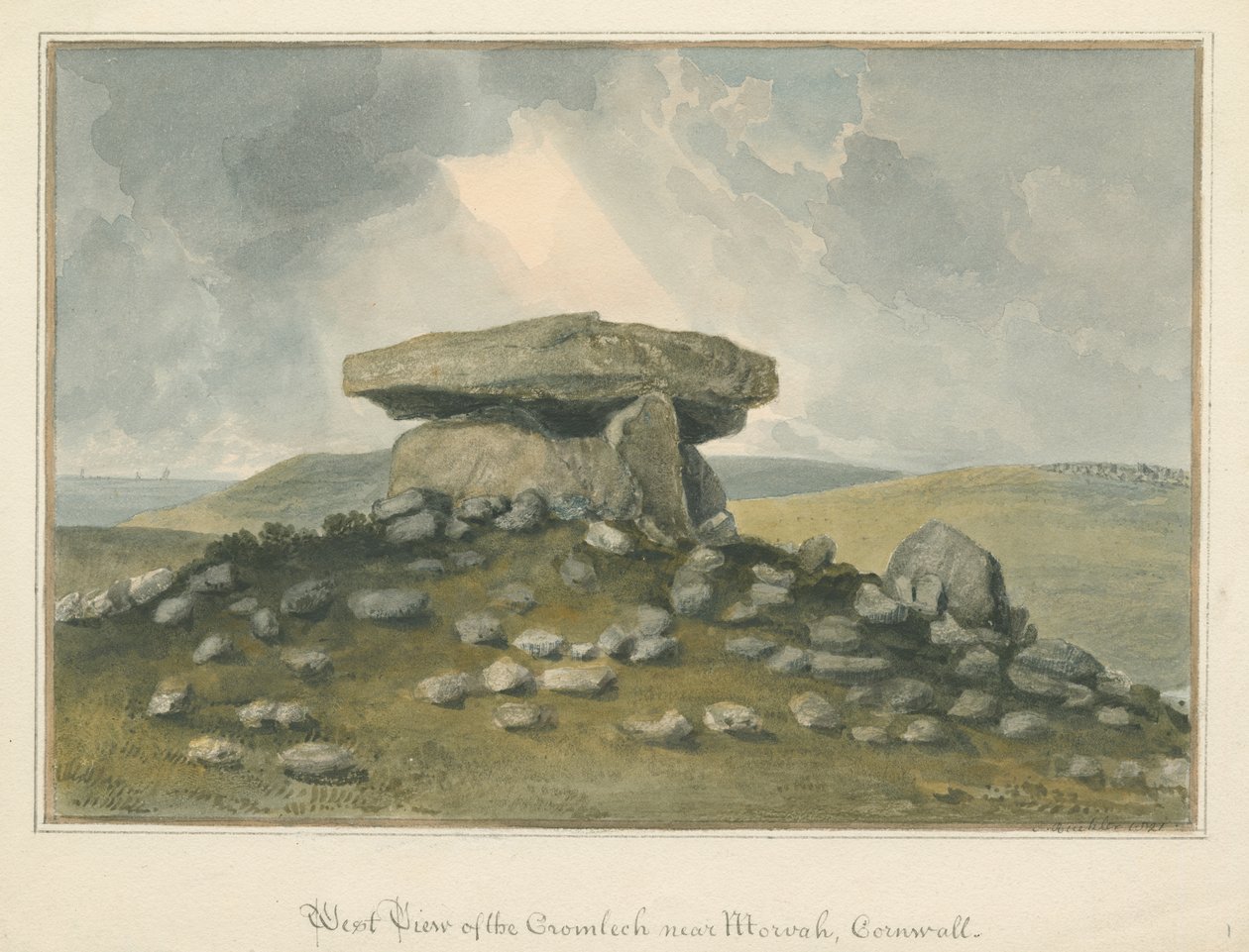 Cornwall - Morvah - "Cromlech", 1821 by John Buckler