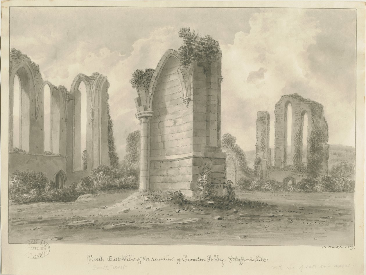 Croxden Abbey: sepya çizimi by John Buckler