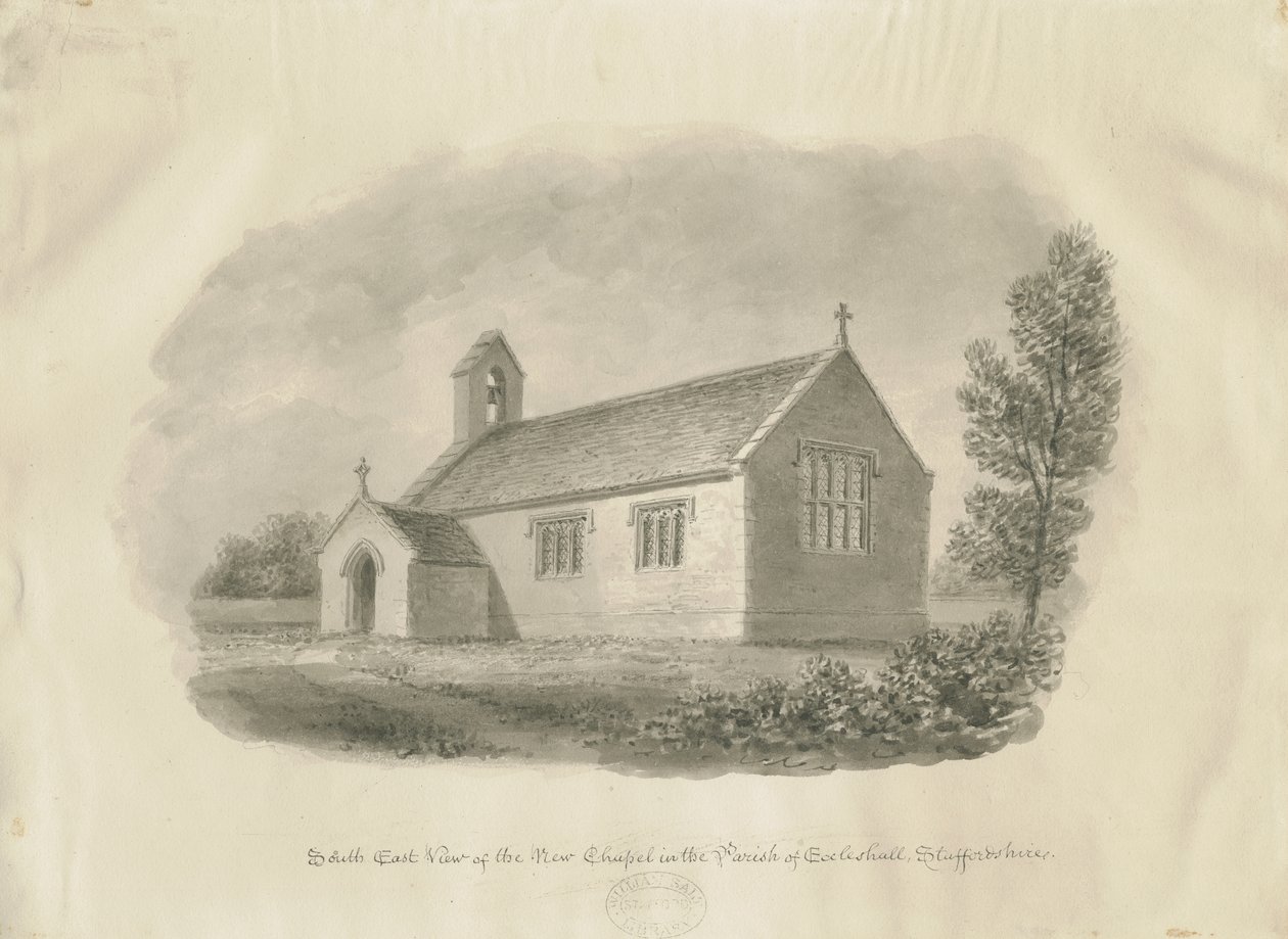 Eccleshall - Cotes Heath Şapeli: sepya çizimi, nd [c 1843] (çizim) by John Buckler