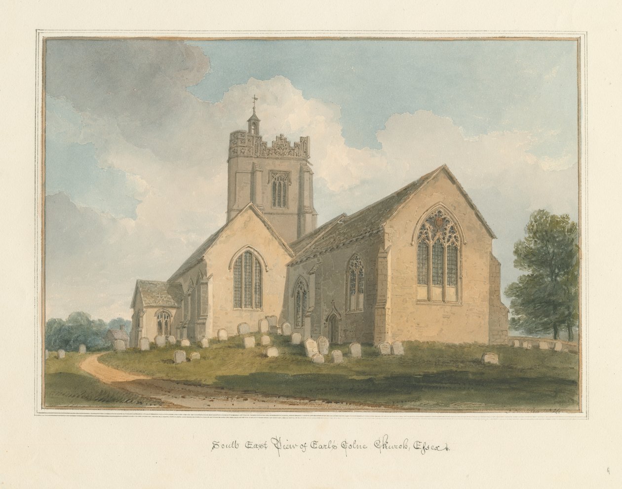 Essex - Earls Colne Kilisesi, 1824 by John Buckler