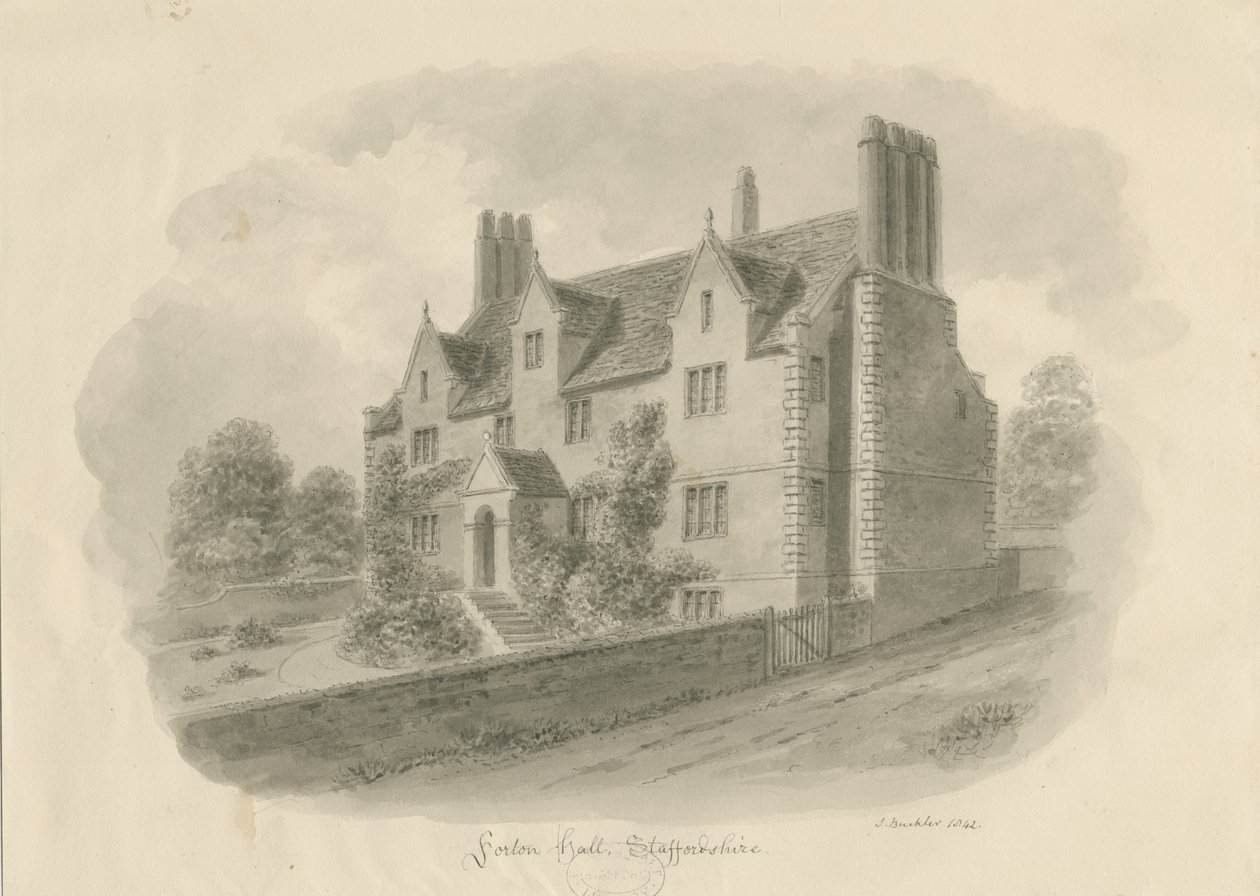 Forton Hall: çizim yıkama by John Buckler