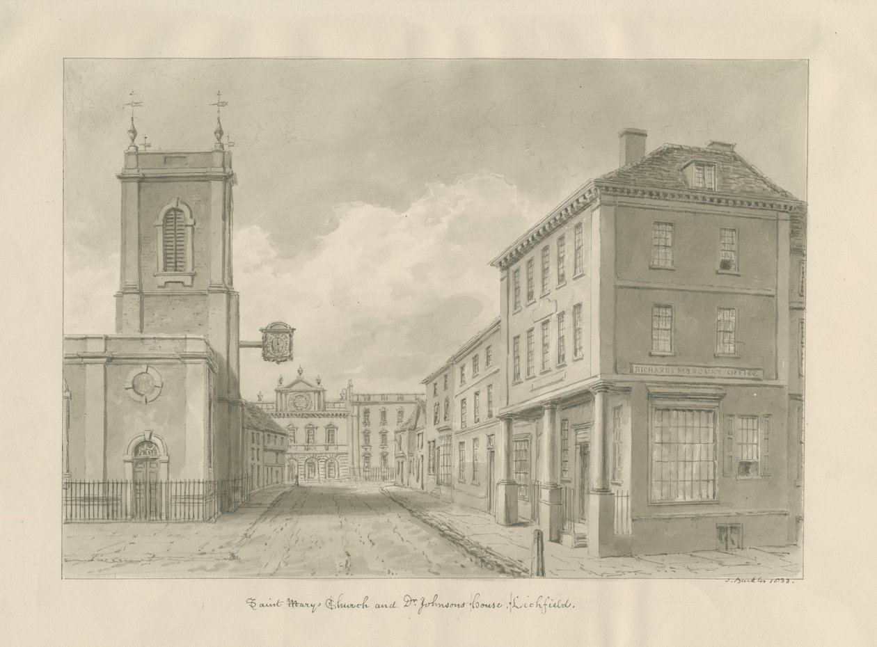 Lichfield - St. Mary Kilisesi: sepya çizimi, 1833 by John Buckler