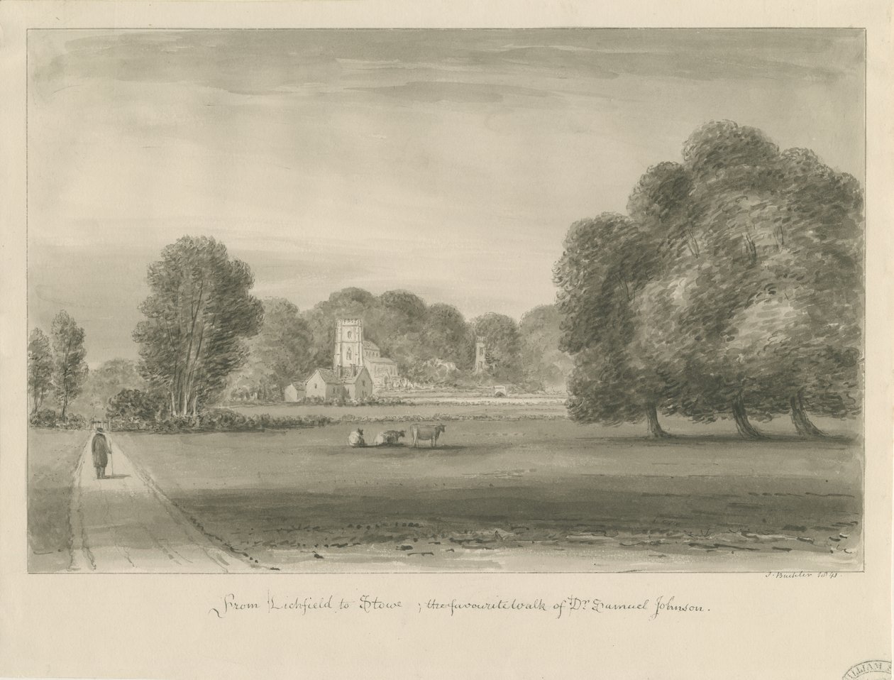 Lichfield - Stowe: sepya çizimi, 1841 by John Buckler