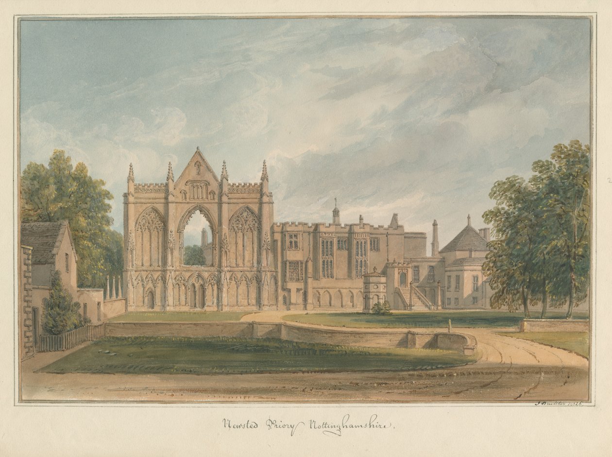 Nottinghamshire - Newsted Manastırı, 1826 by John Buckler